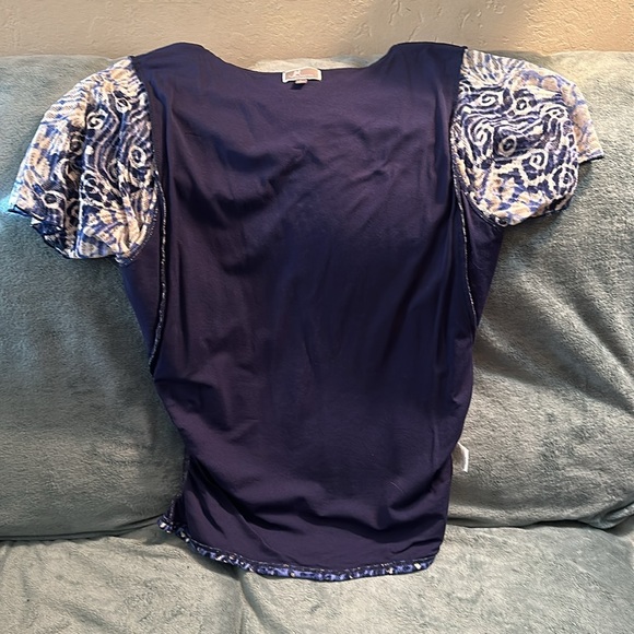 JM collection large blue tan and white stretchy top lined💕 - Picture 7 of 8